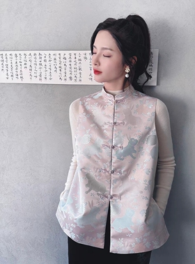 视频948提花宋锦祥云马甲纸样背心女无袖香云纱上衣裁剪图纸皮样