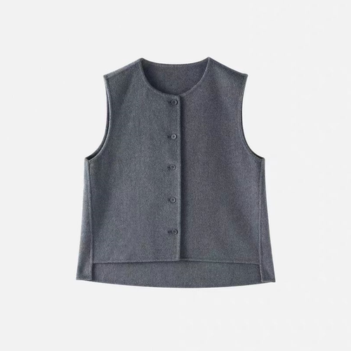 709中国风女士图纸坎肩双面马夹外套毛呢无袖背心做装裁剪图纸样