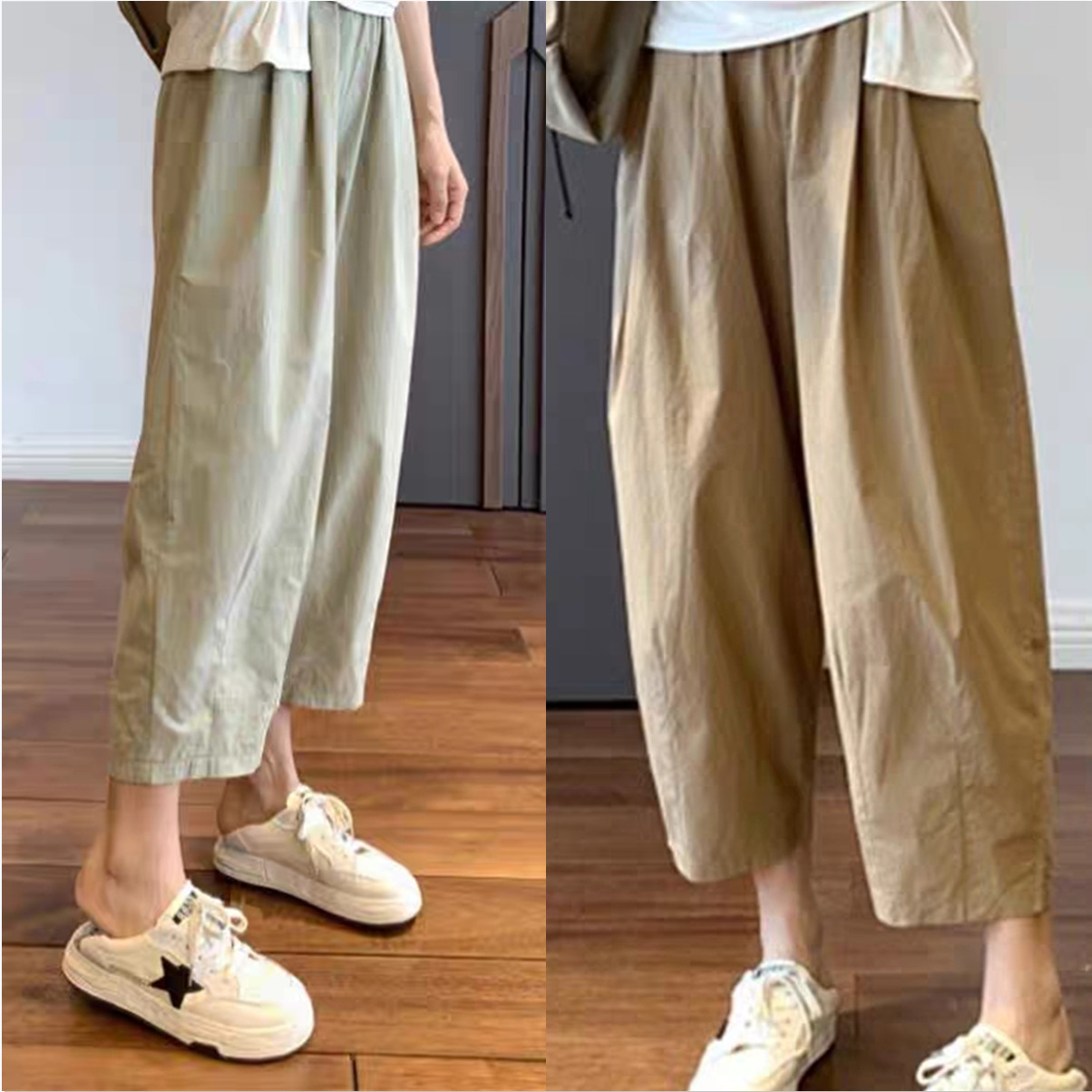 614宽松亚麻苎麻萝卜裤九分裤做衣服的裁剪图板新款纸样