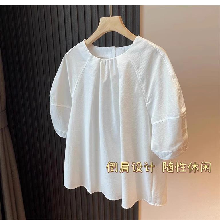 716夏季女士日系五分袖衬衫法式小众设计上衣灯笼袖裁剪纸样