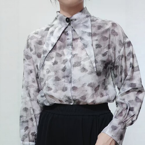视频103新款女装衬衫个性长袖服装衬衣裁剪图纸做衣服 样纸样