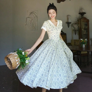 视频19赫本风小红书热款收腰连衣裙法式棉麻连衣裙A字裙裁剪纸样