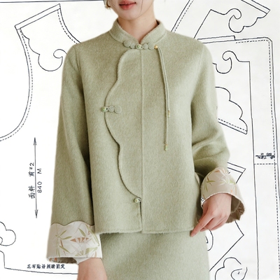 视频945中式上衣双面尼羊绒外套裁剪图板新款外套衬衣新中式纸样