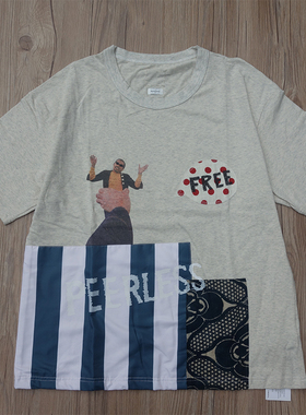 清仓 19ss JUMBO TEE  COLLAGE 拼接古布短袖圆领非visvim1