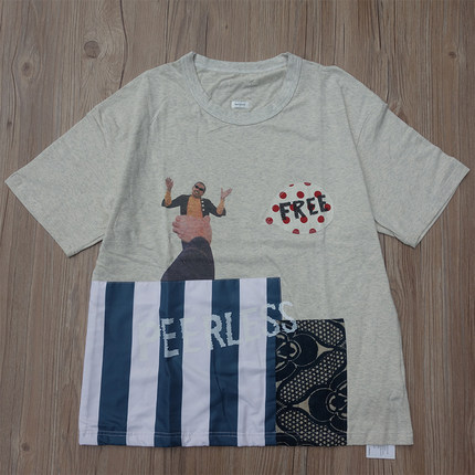 清仓 19ss JUMBO TEE  COLLAGE 拼接古布短袖圆领非visvim1