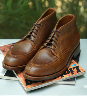 岩屋手造霍尔文HORWEEN牛皮美式复古黑化工装靴男鞋狩猎靴低帮V底