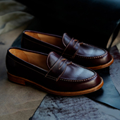 岩屋复古便士乐福鞋 透气小众英伦 夏季 霍尔文茶芯男鞋 懒人休闲鞋