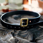 铜扣加厚腰带 岩屋手造 复古 硬汉皮带多脂牛皮美式 手工打磨 男士