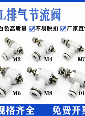 SL接头节流阀SL4/6-M5气动可调气缸调速阀2/3/6-M3 M4 M6 M8 M12