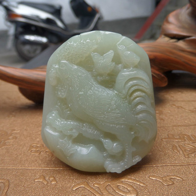 青玉生肖鸡挂件吊坠牌子