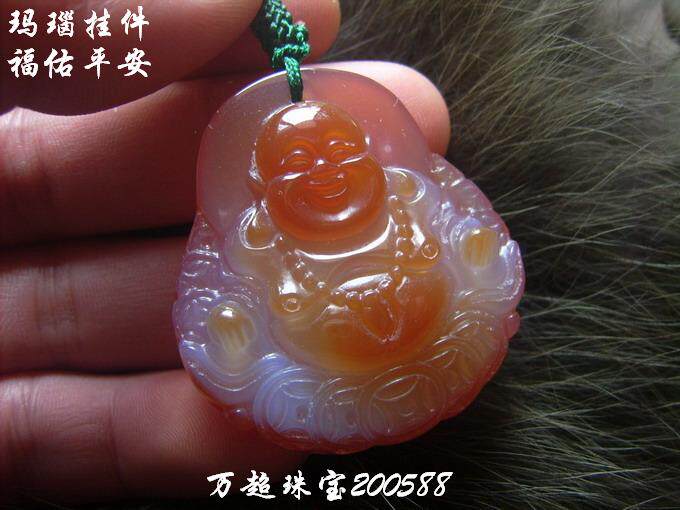玛瑙弥勒佛平安佛挂件吊坠玉佩项坠玉饰配饰玉器玉石玉佛手工艺品