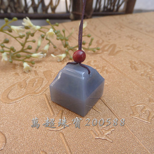 和田玉烟青玉印章玉玺挂件吊坠专业琢磨个性定制篆刻 万超珠宝