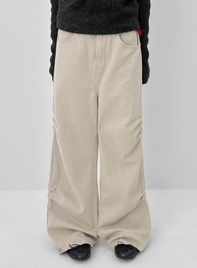 韩代26 Henna Snap Button Rivet Straight Cotton Pants休闲长裤