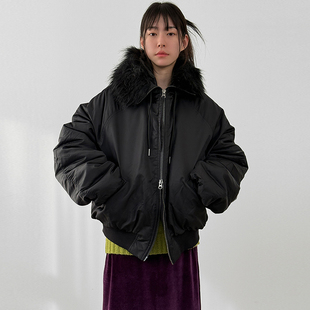 韩代26hand warmer high neck fur quilting jumper (unisex)外套