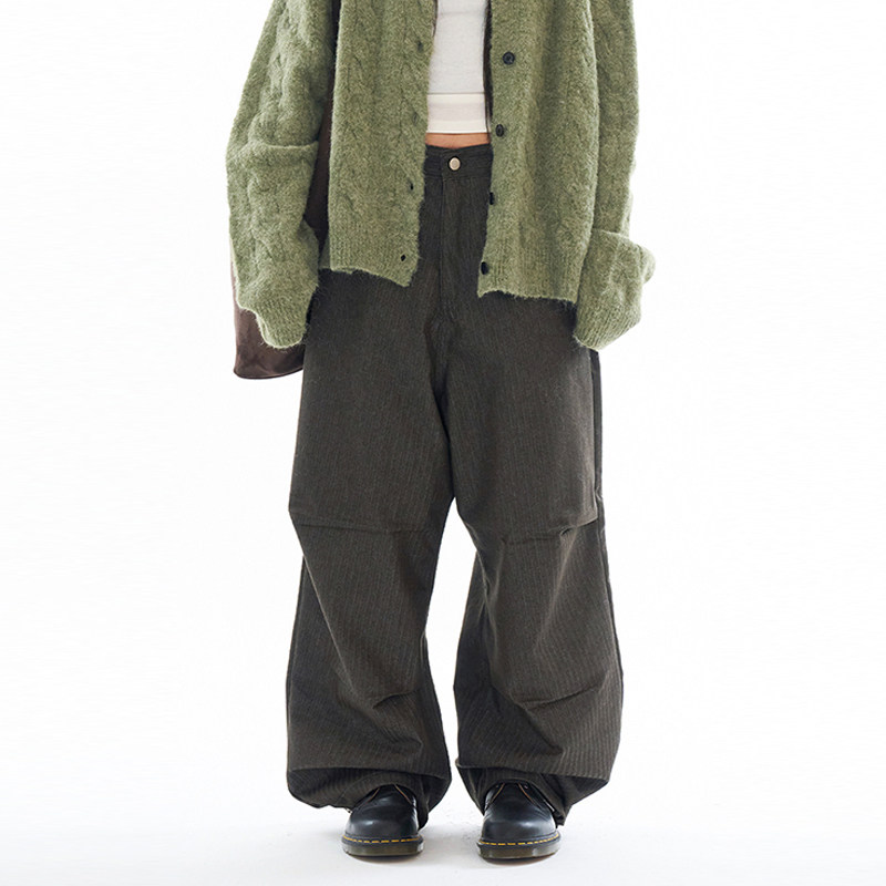 韩代Raucohouse Herringbone pintuck wide pants 暗纹休闲长裤