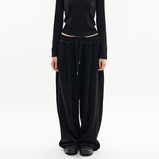 韩代Raucohouse Lincoln jacquard wide banding pants 抽绳长裤