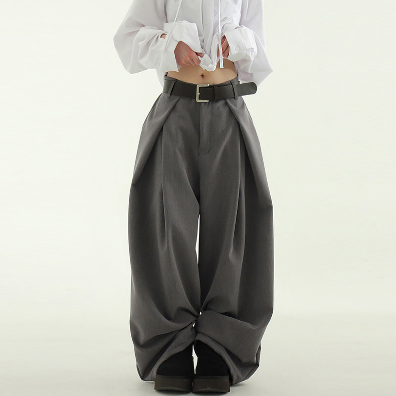 Localmansion韩代宽松捏褶西裤