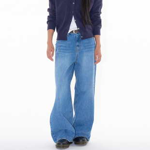 flare pocket denim pants 韩代Raucohouse 水洗磨白牛仔裤 Back