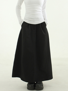 韩国代购24S/S nylon string banding long skirt 尼龙抽绳长裙女