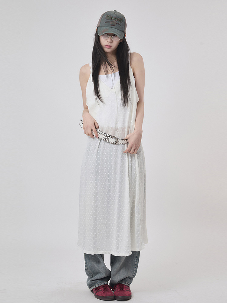 韩代Raucohouse Embossed see-through bustier one-piece 连衣裙