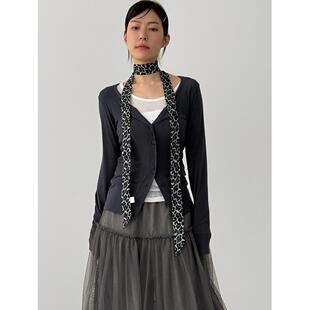 韩国代购26S/S leopard pattern tie muffler 设计师百搭豹纹围巾