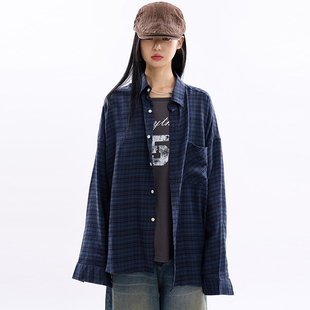 韩国代购Raucohouse Sunny rolling over check shirt 格子衬衫