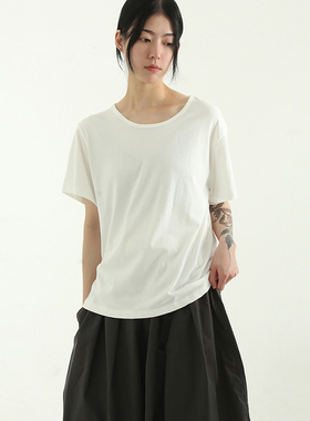 韩国代购23S/S silket round neck half tee设计师基础短袖T恤女