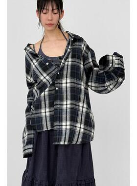Localmansion韩代26 cozy check shirt (unisex)宽松格子衬衫上衣