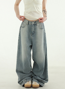 韩国代购24S/S reversed wide jean (unisex) 设计师宽松牛仔裤