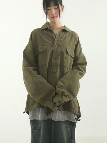韩代23F/W oversize collar neck pocket shirt (unisex)套头衬衫
