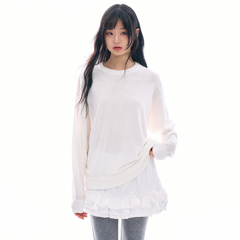 韩国代购Raucohouse Brie loose fit minimal knit长袖宽松针织衫