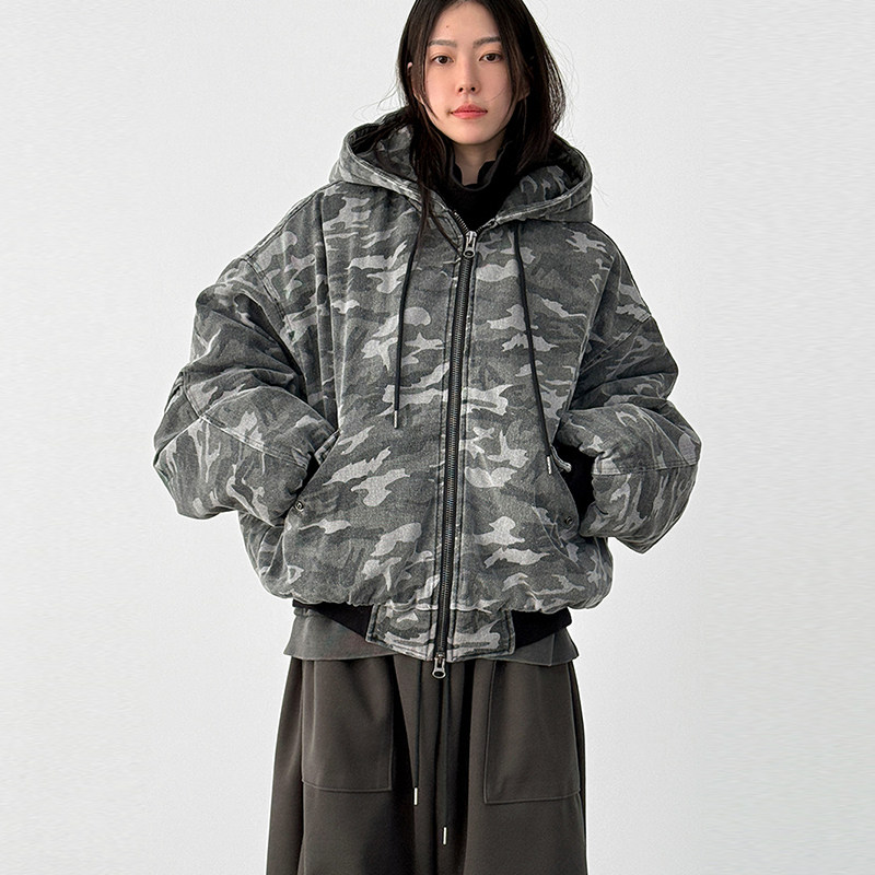 Localmansion韩代宽松迷彩棉服