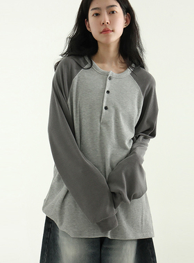 韩代25A/W button neck raglan golgi knit tee (unisex)插肩长袖