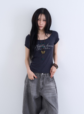 lowear韩代 holiday round tee 设计师款字母修身短袖T恤百搭女