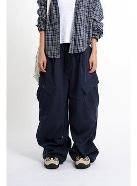 Raucohouse韩代 Pure Rivet Cargo Sweatpants 口袋宽松运动卫裤