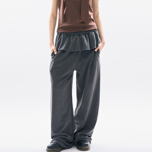 韩代Raucohouse Elwyn layered skirt sweat pants松紧腰休闲长裤