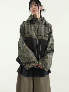韩代24 camo pattern 2way zip-up jacket (unisex)拼接迷彩夹克