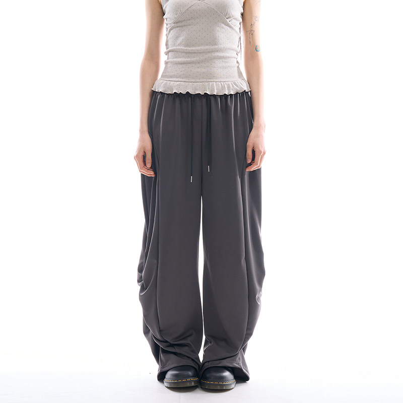 韩代Raucohouse Zone side shirring banding pants 抽绳休闲长裤