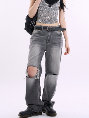 Raucohouse韩代破洞休闲牛仔裤