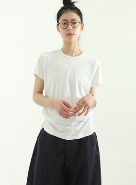 韩国代购24S/S soft cotton half tee设计师款百搭基础短袖T恤女