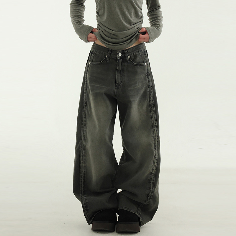 Localmansion韩代黑灰水洗牛仔裤