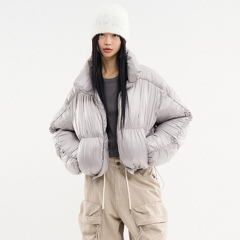 韩代Raucohouse Piping shirring high-neck short padded jumper