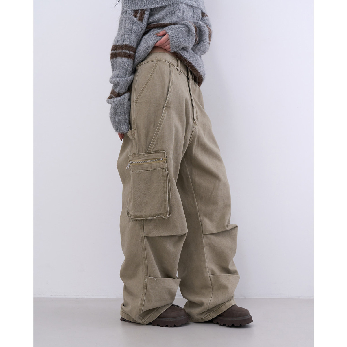 lowear韩代 rustic pigment work cargo pants 口袋工装长裤百搭