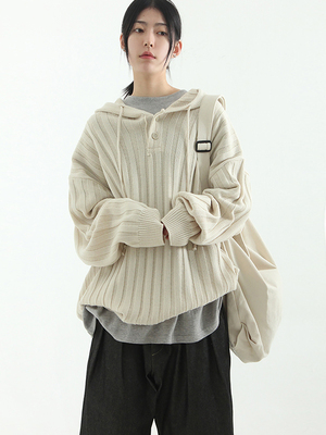 localmansion韩代连帽百搭针织衫