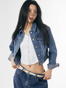 韩国代购Raucohouse Deva short denim trucker jacket 牛仔夹克
