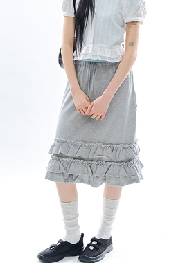 韩代Raucohouse Ronnie frill skirt 复古百搭半身裙褶皱休闲个性