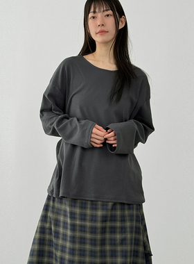 韩国代购26A/W round neck standard cotton tee 圆领长袖T恤女