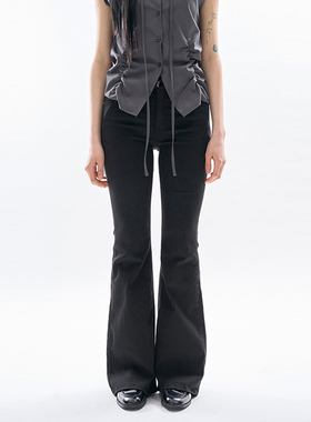 韩国代购Raucohouse Iska stud bootcut pants 铆钉修身休闲长裤