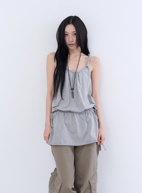 lowear韩代 twist shirring mini ops 设计师抽绳迷你吊带连衣裙