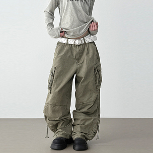 multi pocket 裤 dyed 做旧口袋工装 cotton unisex 韩代25 pants
